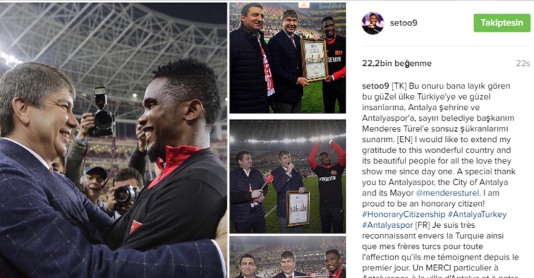'Hemşehri' Eto'o'dan 3 dilde teşekkür