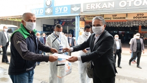 Sanayi esnafına maske dağıtıldı