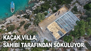 Kaçak villa, sahibi tarafından sökülüyor