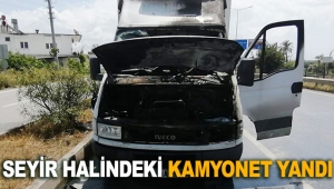 Seyir halindeki kamyonet yandı