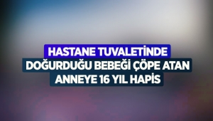 Hastane tuvaletinde doğurduğu bebeği çöpe atan anneye 16 yıl hapis
