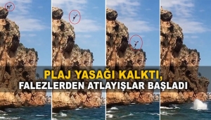Plaj yasağı kalktı, falezlerden atlayışlar başladı