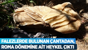 Falezlerde bulunan çantadan, Roma dönemine ait heykel çıktı