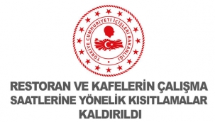 Restoran ve kafelerin çalışma saatlerine yönelik kısıtlamalar kaldırıldı