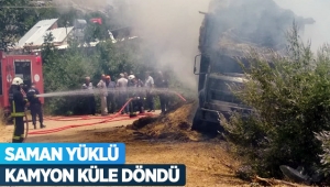Saman yüklü kamyon küle döndü