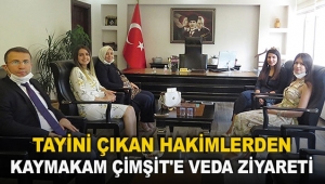 Tayini çıkan hakimlerden Kaymakam Çimşit'e veda ziyareti
