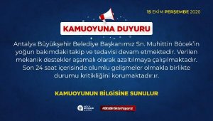 Mekanik destekleri azaltılan Başkan Böcek'in sağlık durumu olumlu yönde ilerliyor