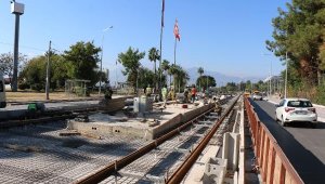3. Etap Raylı Sistem çalışmaları Falez Kavşağı'nda