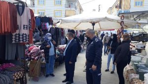 Kaymakam pazarda koronavirüs denetimi yaptı