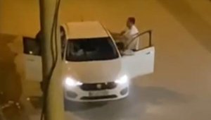 Otomobilde kadına şiddet kamerada
