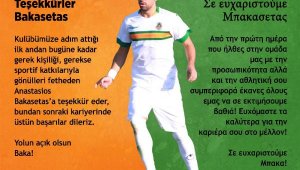 Aytemiz Alanyaspor'dan Bakasetas'a teşekkür