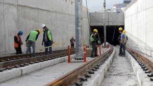3. Etap Raylı Sistem Projesi'nde Varsak-Müze arası raylarla bağlandı
