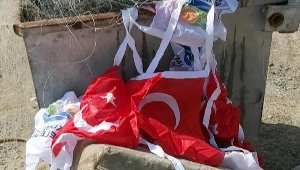 Türk bayrakları çöpte bulundu, 2 kişinin ifadesi alındı