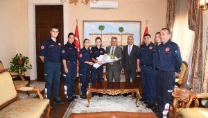 İtfaiyecilerden Vali Yazıcı'ya ziyaret