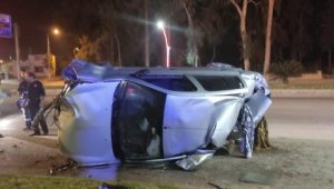 Takla atan otomobilde, sürücü yaralandı
