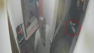 3 aylık eşe satırla saldırı girişimi kamerada