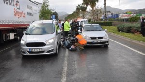 Devrilen motosikletin sürücüsü yaralandı