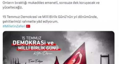 Emine Erdoğan'dan '15 Temmuz' paylaşımı
