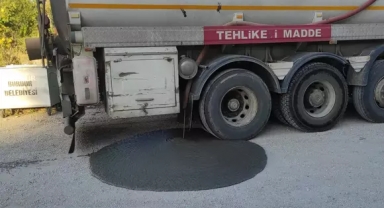 Tankerden yola sıvı akıtan şoföre ceza