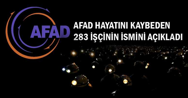 AFAD hayatını kaybeden 283 işçinin ismini açıkladı