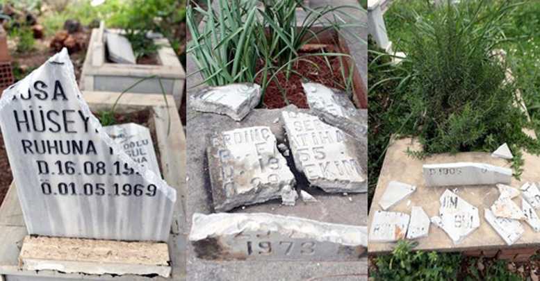 Alevilerin mezar taşları kırıldı