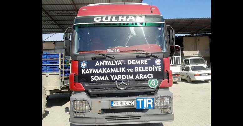 Demre'den Soma’ya sebze meyve yardımı