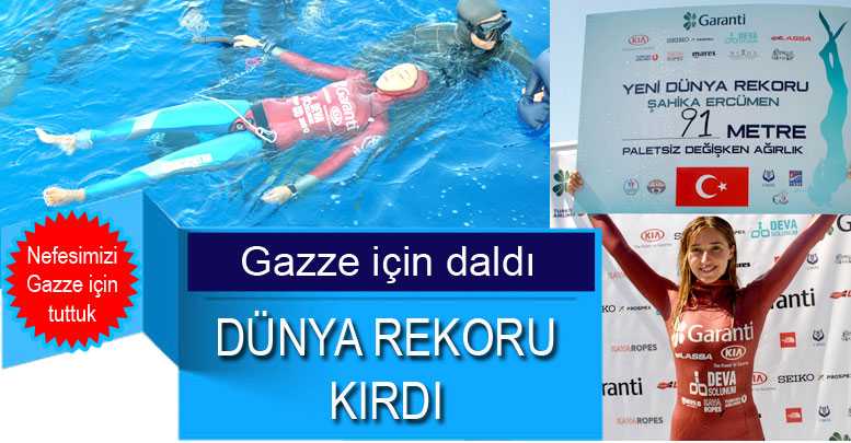 Gazze için daldı dünya rekoru kırdı