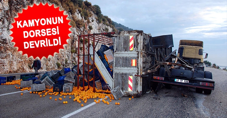 Kamyonun dorsesi devrildi