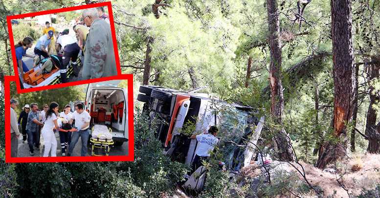 Minibüs uçuruma yuvarlandı