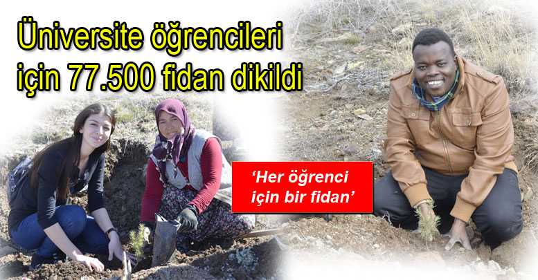 Üniversite öğrencileri için 77.500 fidan dikildi