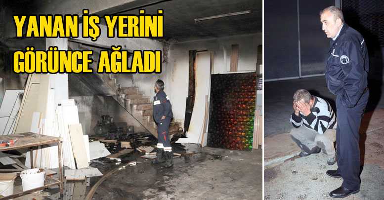 Yanan iş yerini görünce ağladı